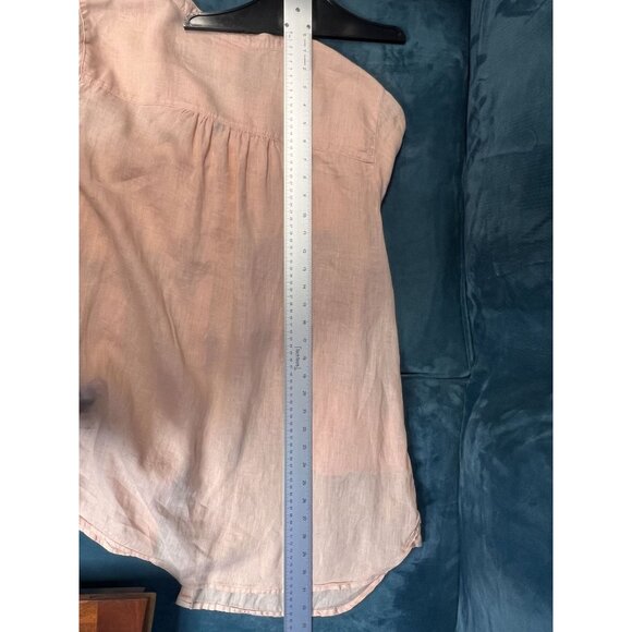 SIGRID OLSEN LINEN Button-Down Long Sleeve Tunic Shirt Womens L Peach CASUAL - Picture 4 of 10